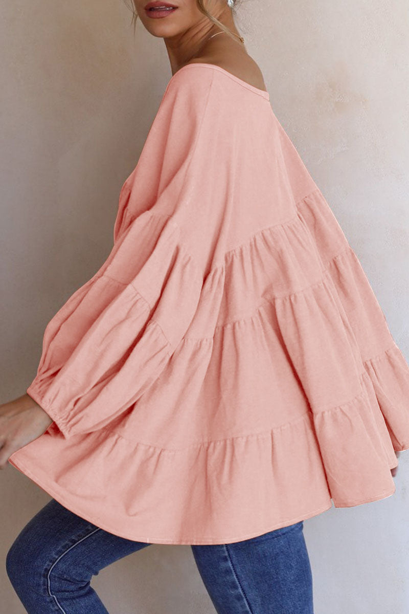 Fashion Casual & Stylish Classic Solid Split Joint V Neck Tops