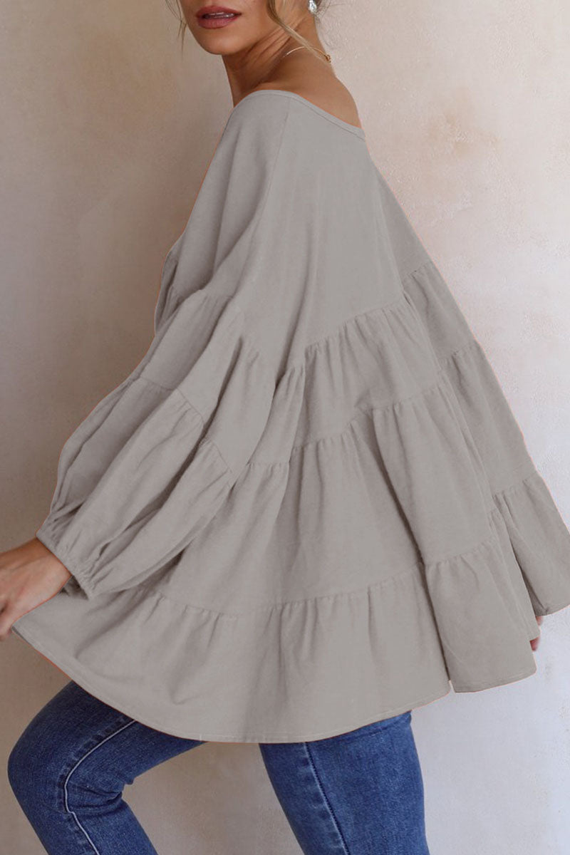 Fashion Casual & Stylish Classic Solid Split Joint V Neck Tops