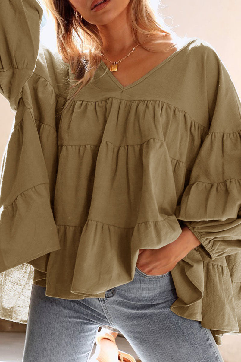 Fashion Casual & Stylish Classic Solid Split Joint V Neck Tops