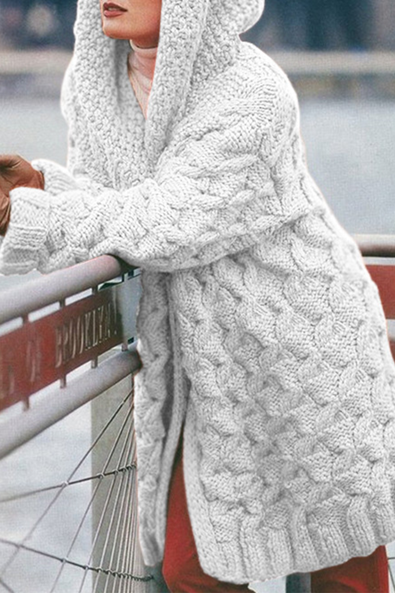 Casual & Stylish Classic Solid Split Joint Hooded Collar Tops