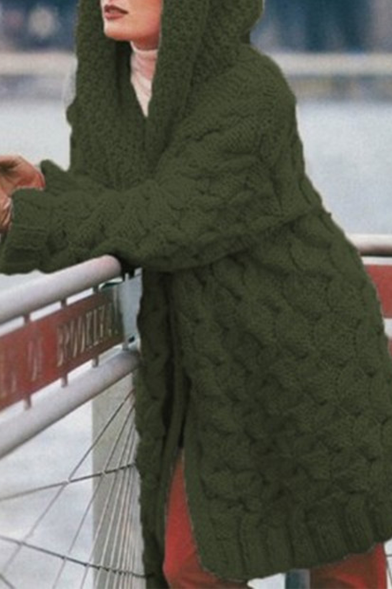 Casual & Stylish Classic Solid Split Joint Hooded Collar Tops