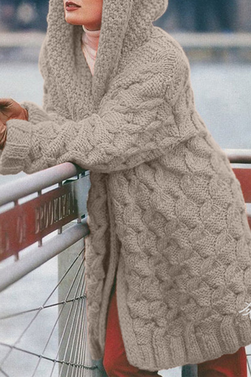 Casual & Stylish Classic Solid Split Joint Hooded Collar Tops