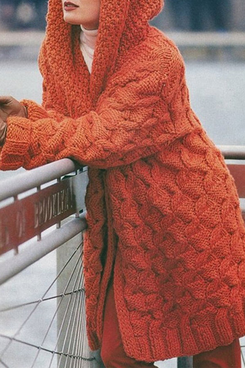 Casual & Stylish Classic Solid Split Joint Hooded Collar Tops