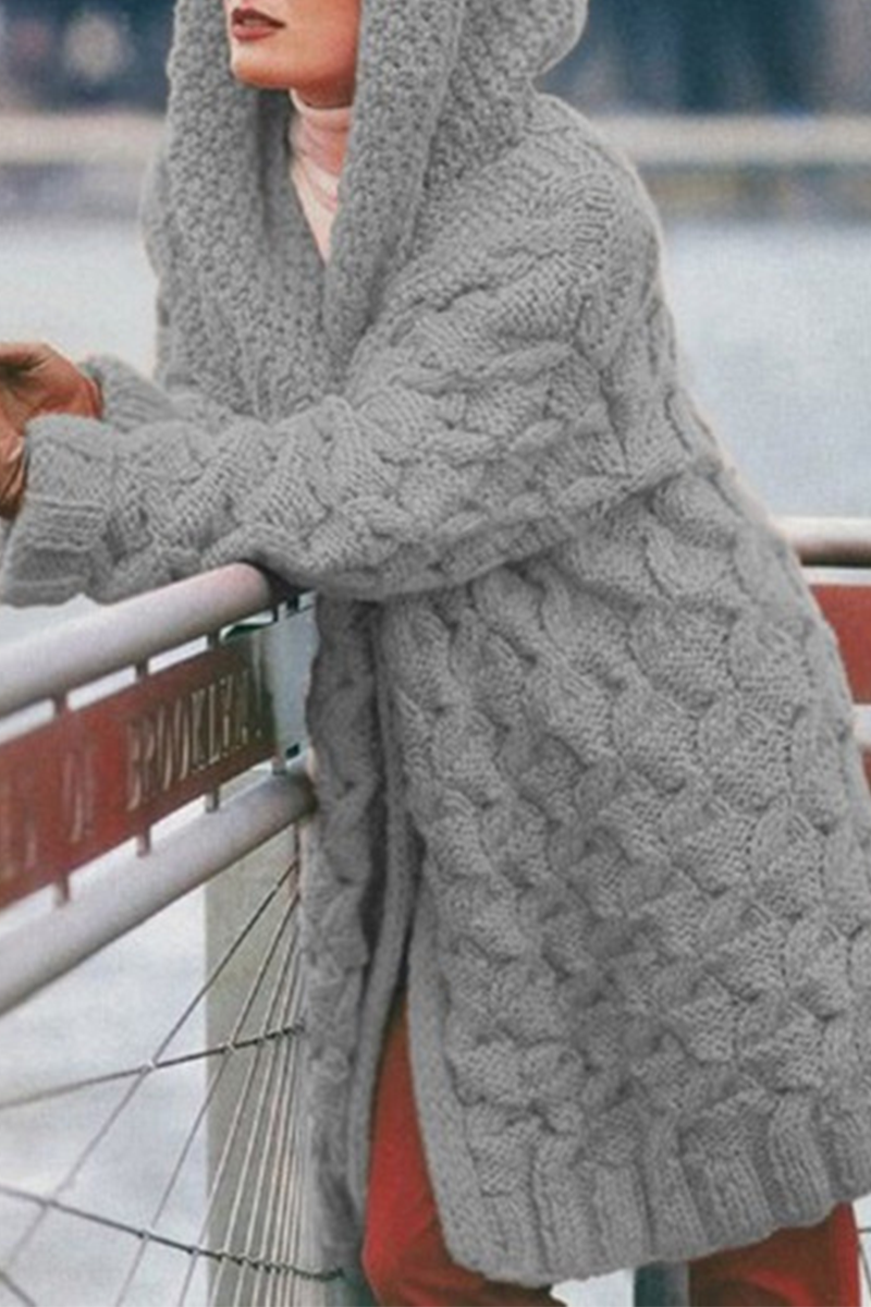 Casual & Stylish Classic Solid Split Joint Hooded Collar Tops