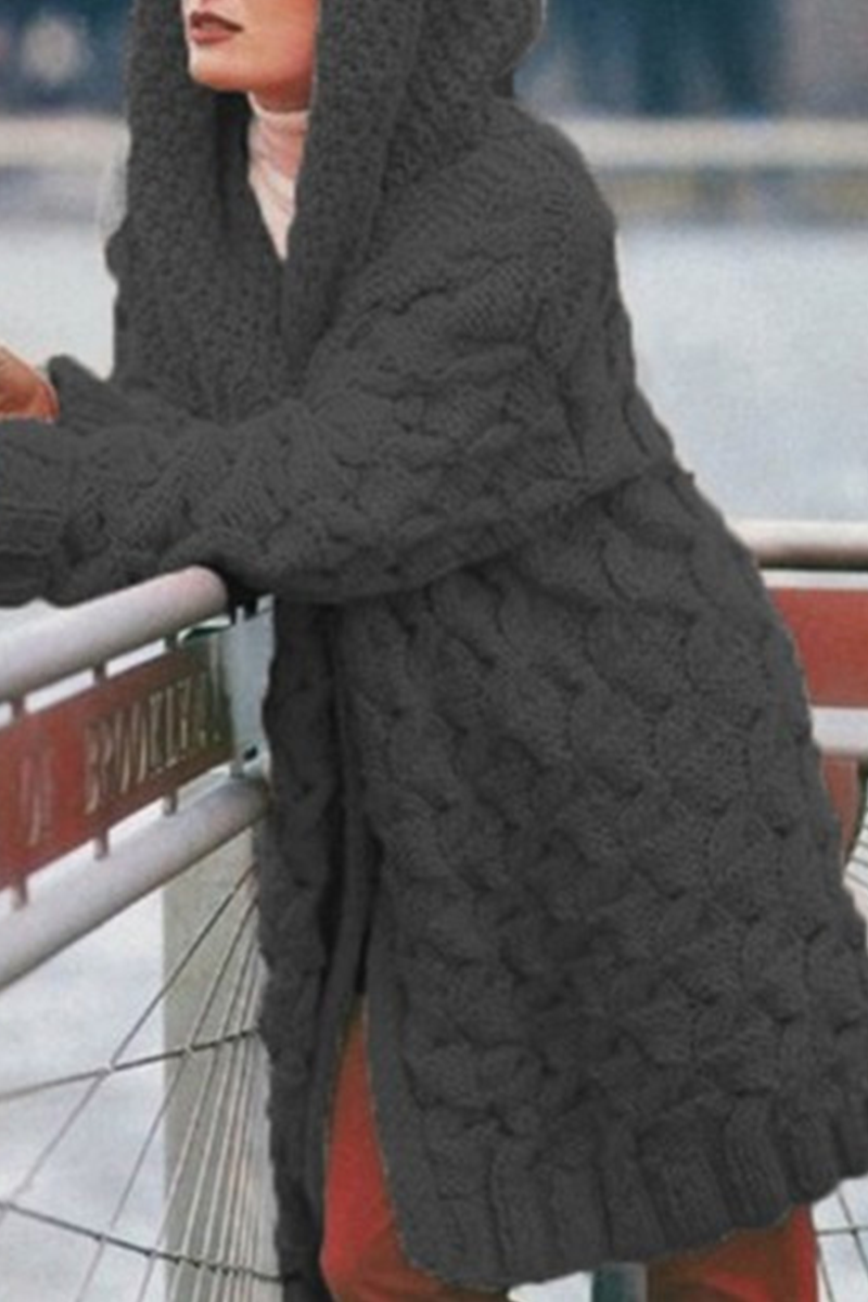 Casual & Stylish Classic Solid Split Joint Hooded Collar Tops