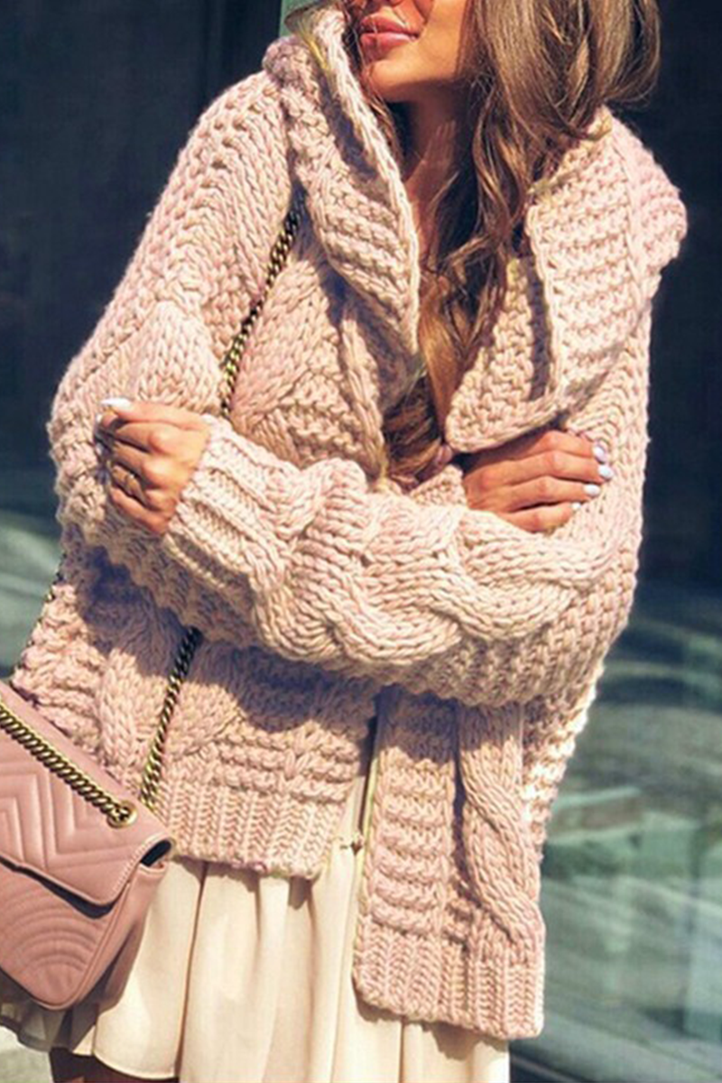 Casual & Stylish Classic Solid Split Joint Hooded Collar Tops