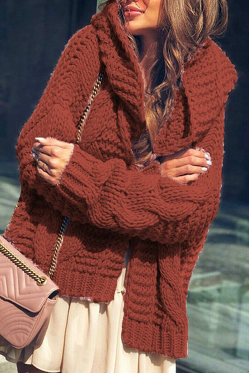 Casual & Stylish Classic Solid Split Joint Hooded Collar Tops