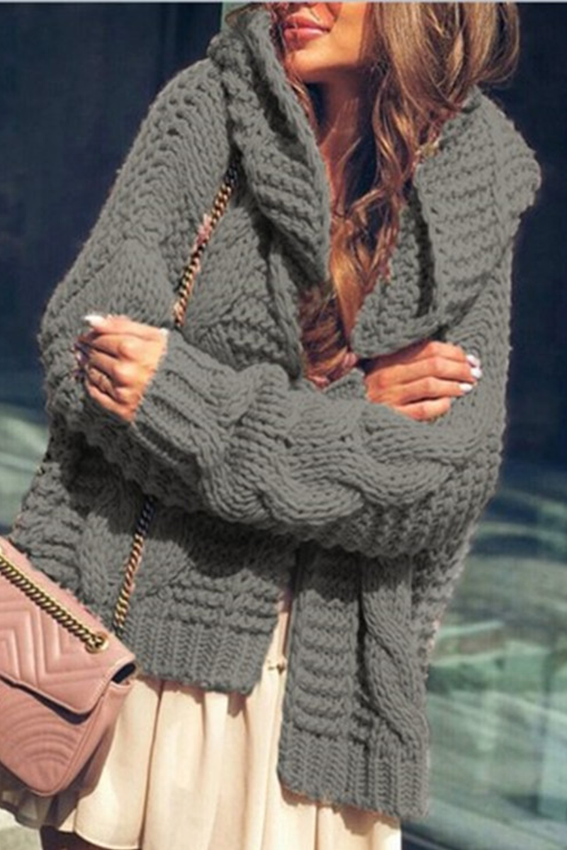 Casual & Stylish Classic Solid Split Joint Hooded Collar Tops