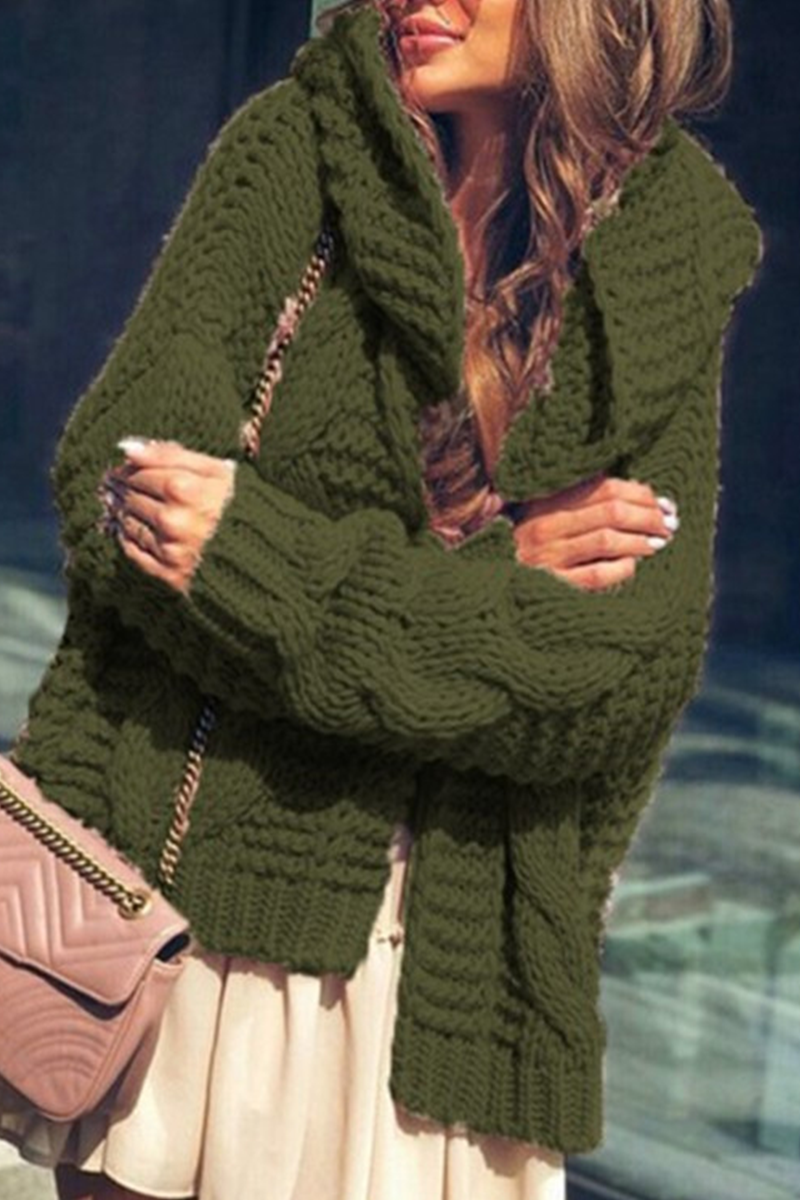 Casual & Stylish Classic Solid Split Joint Hooded Collar Tops