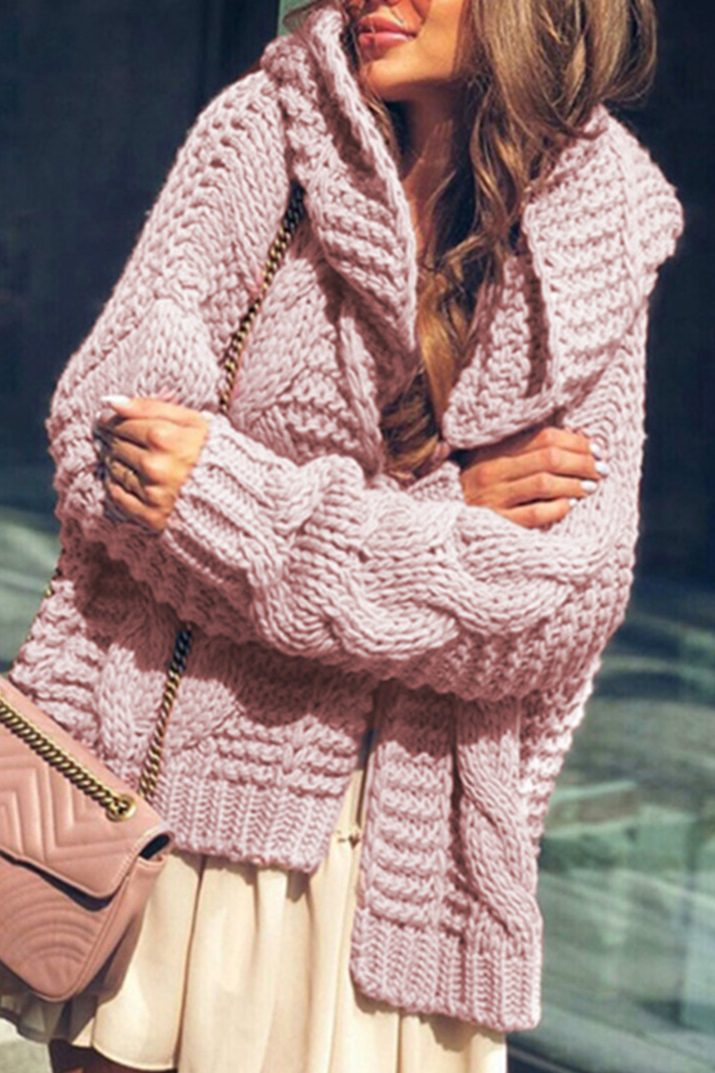 Casual & Stylish Classic Solid Split Joint Hooded Collar Tops