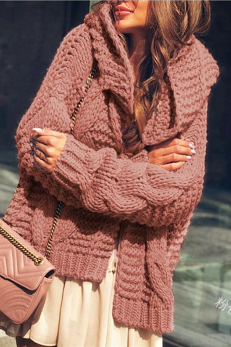 Casual & Stylish Classic Solid Split Joint Hooded Collar Tops