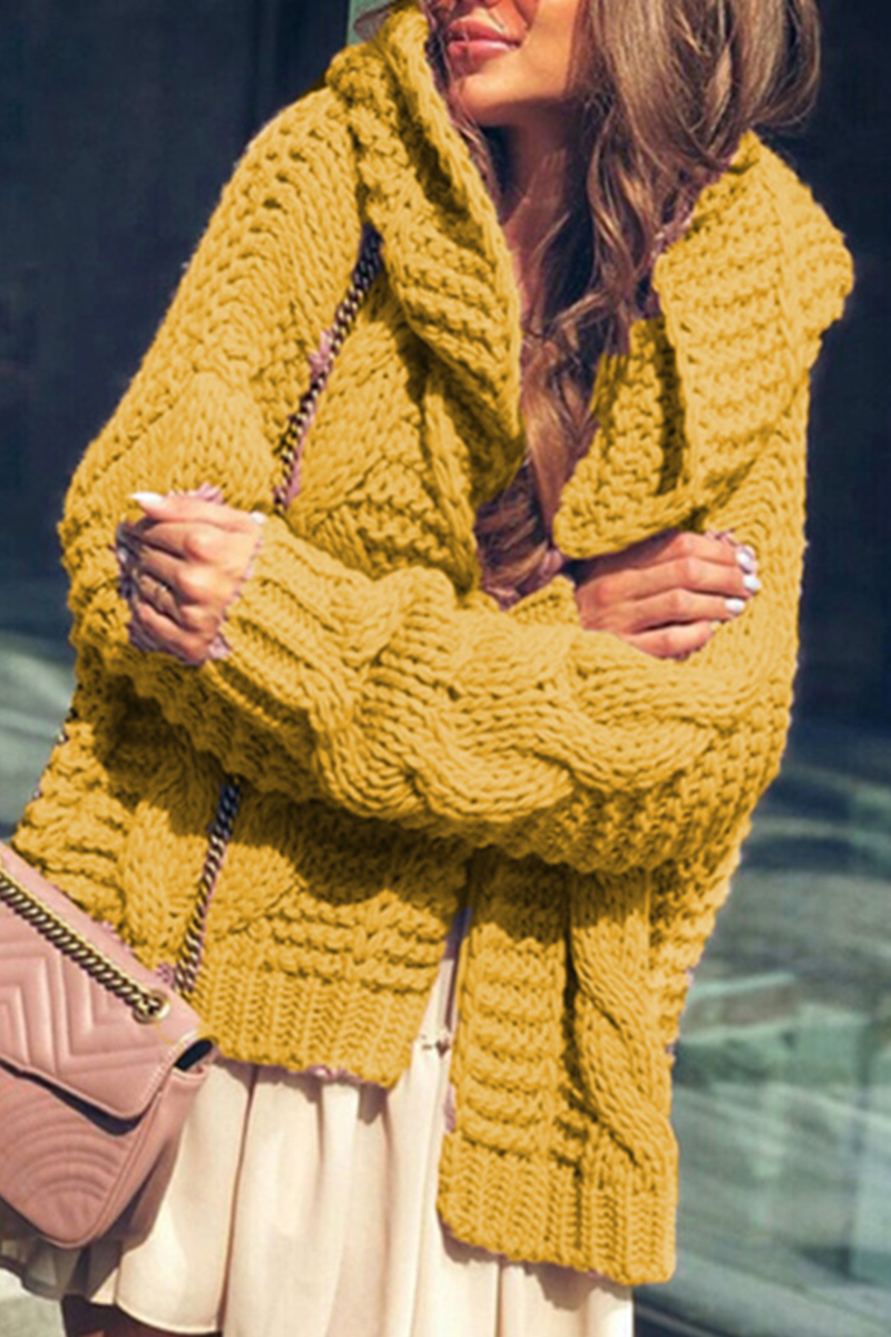 Casual & Stylish Classic Solid Split Joint Hooded Collar Tops