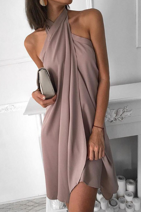 Mode elegante effen halter onregelmatige jurk Jurken elegant voor speciale gelegenheden
