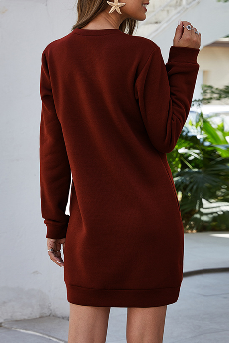 Casual & Stylish Classic Solid Pocket O Neck A Line Dresses(7 Colors)