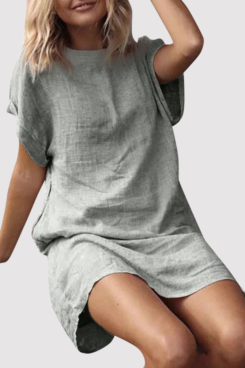 Casual en stijlvol Klassiek Effen Basic O-hals Korte jurken (9 kleuren)