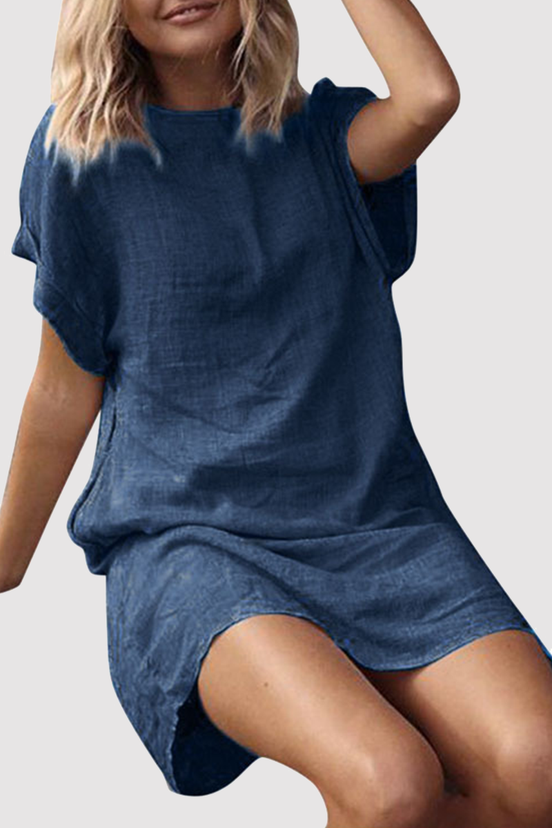 Casual en stijlvol Klassiek Effen Basic O-hals Korte jurken (9 kleuren)