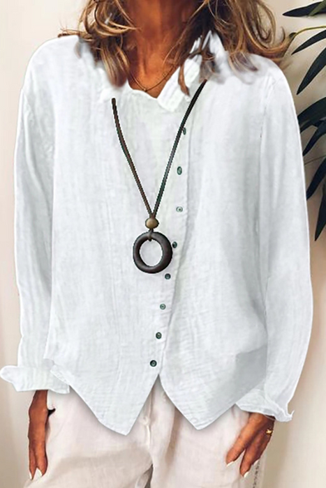 Casual & Stylish Classic Solid Buckle Turndown Collar Tops(5 Colors)