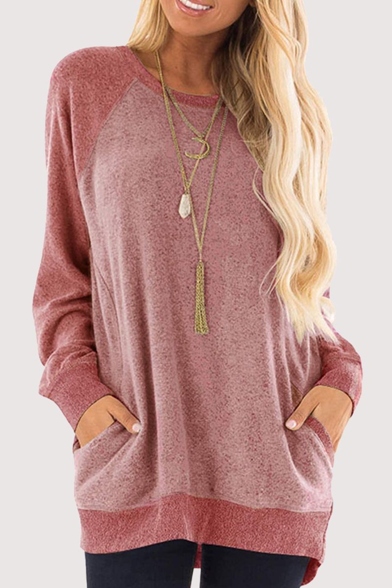 Casual en stijlvolle tops met patchwork en O-hals