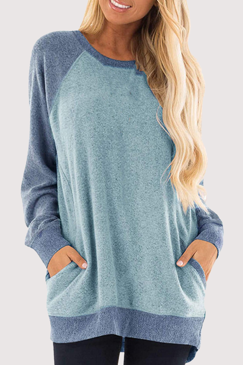 Casual en stijlvolle tops met patchwork en O-hals