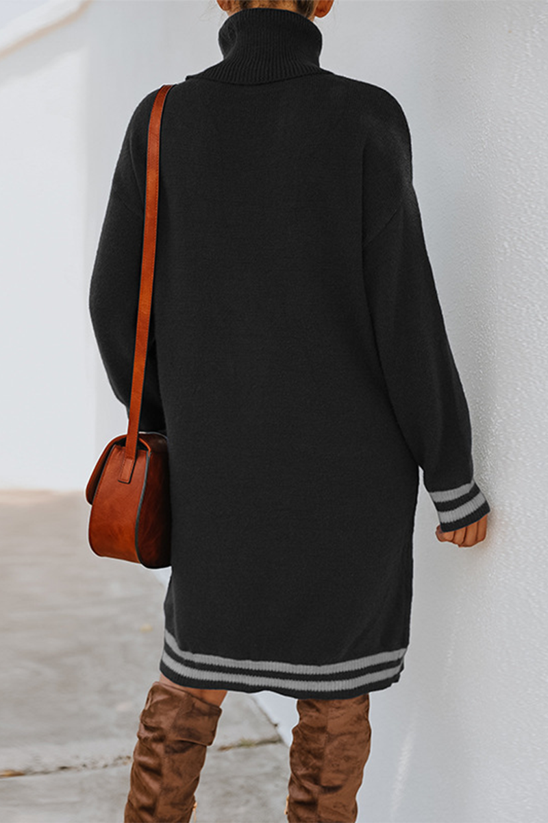 Casual en stijlvolle gestreepte basic coltrui-jurken