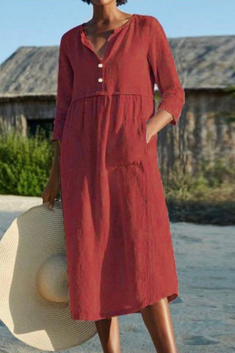 Mode Casual en stijlvolle klassieke effen patchwork O-hals A-lijn jurken