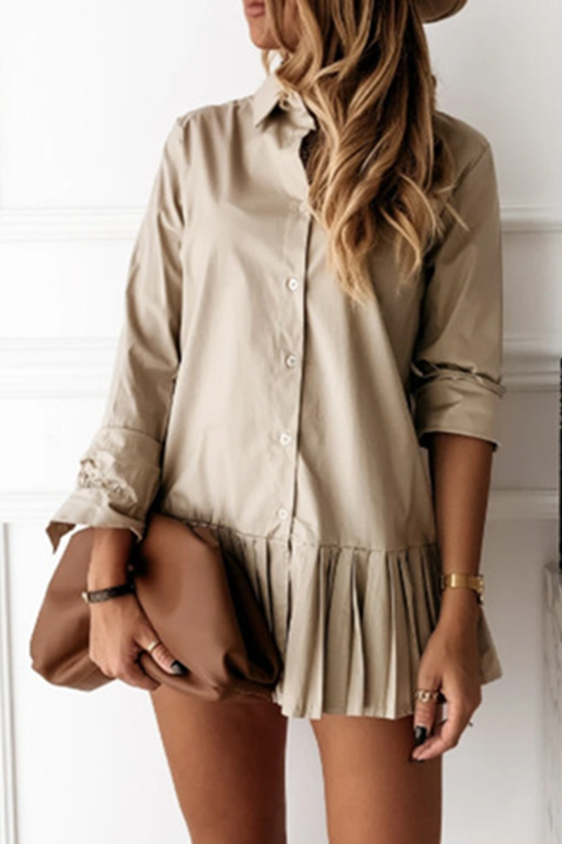 Casual en stijlvolle klassieke effen patchwork kraag taartrokjurken (3 kleuren)