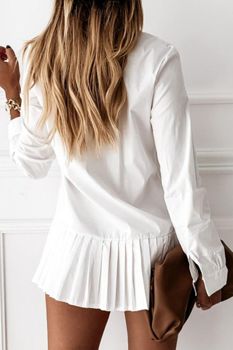 Casual en stijlvolle klassieke effen patchwork kraag taartrokjurken (3 kleuren)