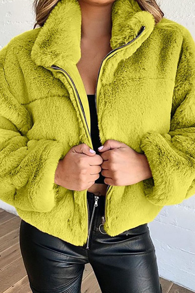 Fashion Street Classic Solid Split Joint Mandarin Collar Outerwear