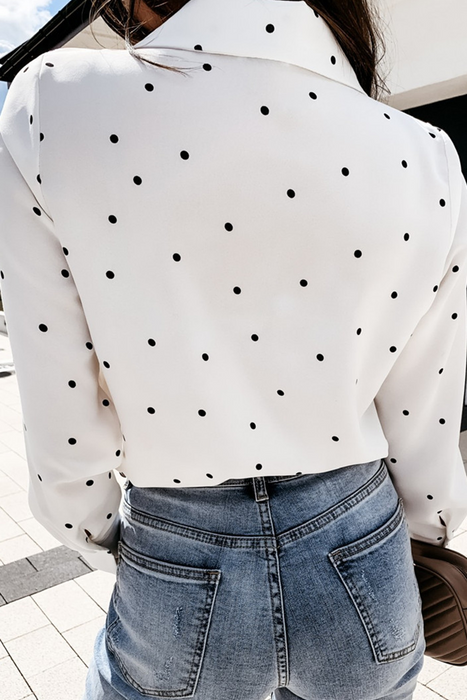 Casual & Stylish Elegant & Stylish Polka Dot Pocket Buckle Turndown Collar Tops