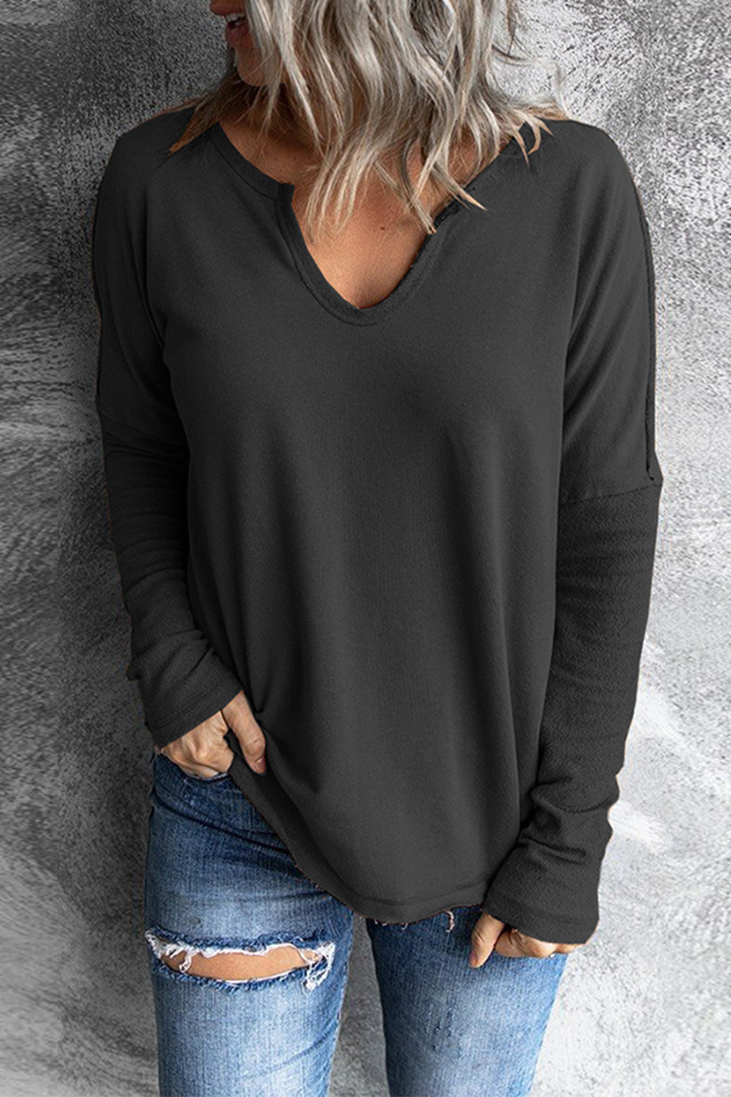 Casual en stijlvolle klassieke effen split-join tops met V-hals