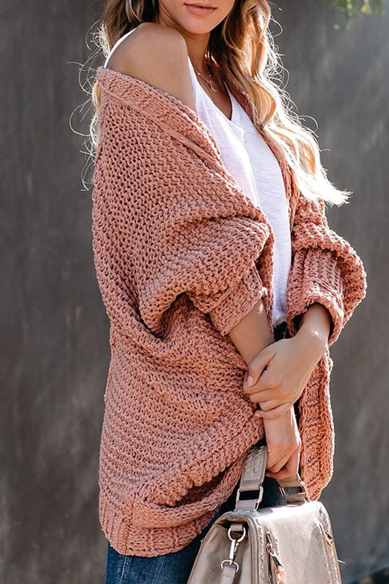 Casual & Stylish Classic Solid Pocket V Neck Tops Sweater