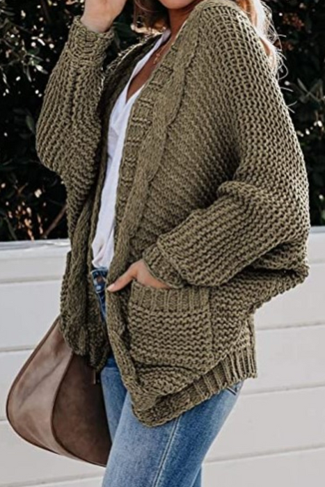 Casual en stijlvolle klassieke effen zak met V-hals topsweater