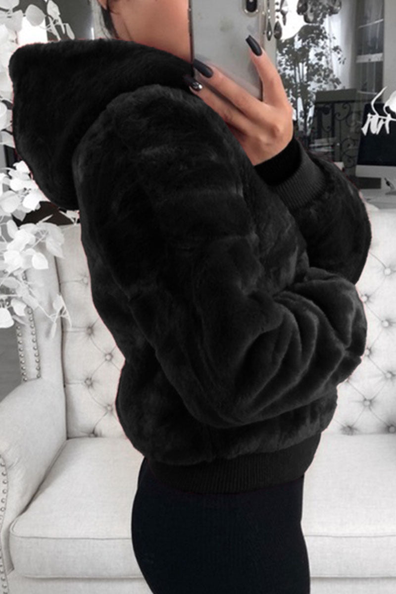 Fashion Street Classic Solid Patchwork Hooded Collar Outerwear(9 Colors)