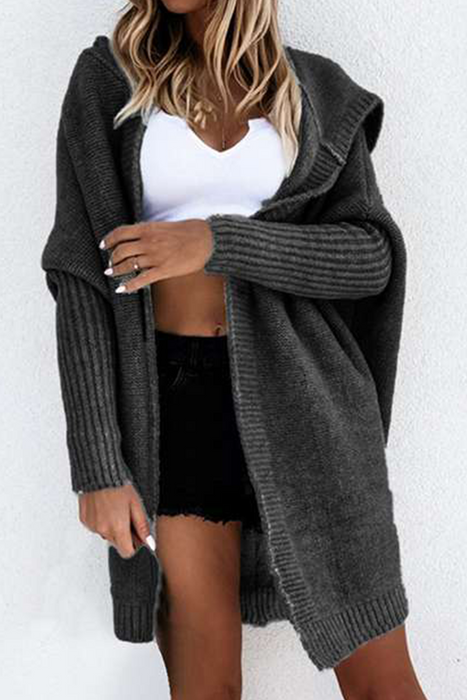 Casual & Stylish Classic Solid Patchwork Hooded Collar Tops Sweater