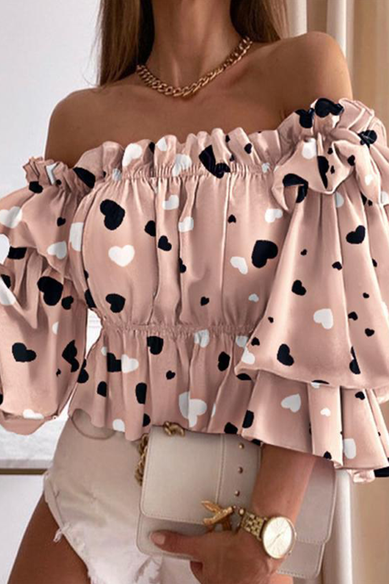 Elegant & Stylish Print Flounce Off The Shoulder Tops(10 Colors)