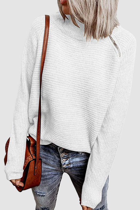 Casual & Stylish Classic Solid Patchwork Zipper O Neck Tops Sweater