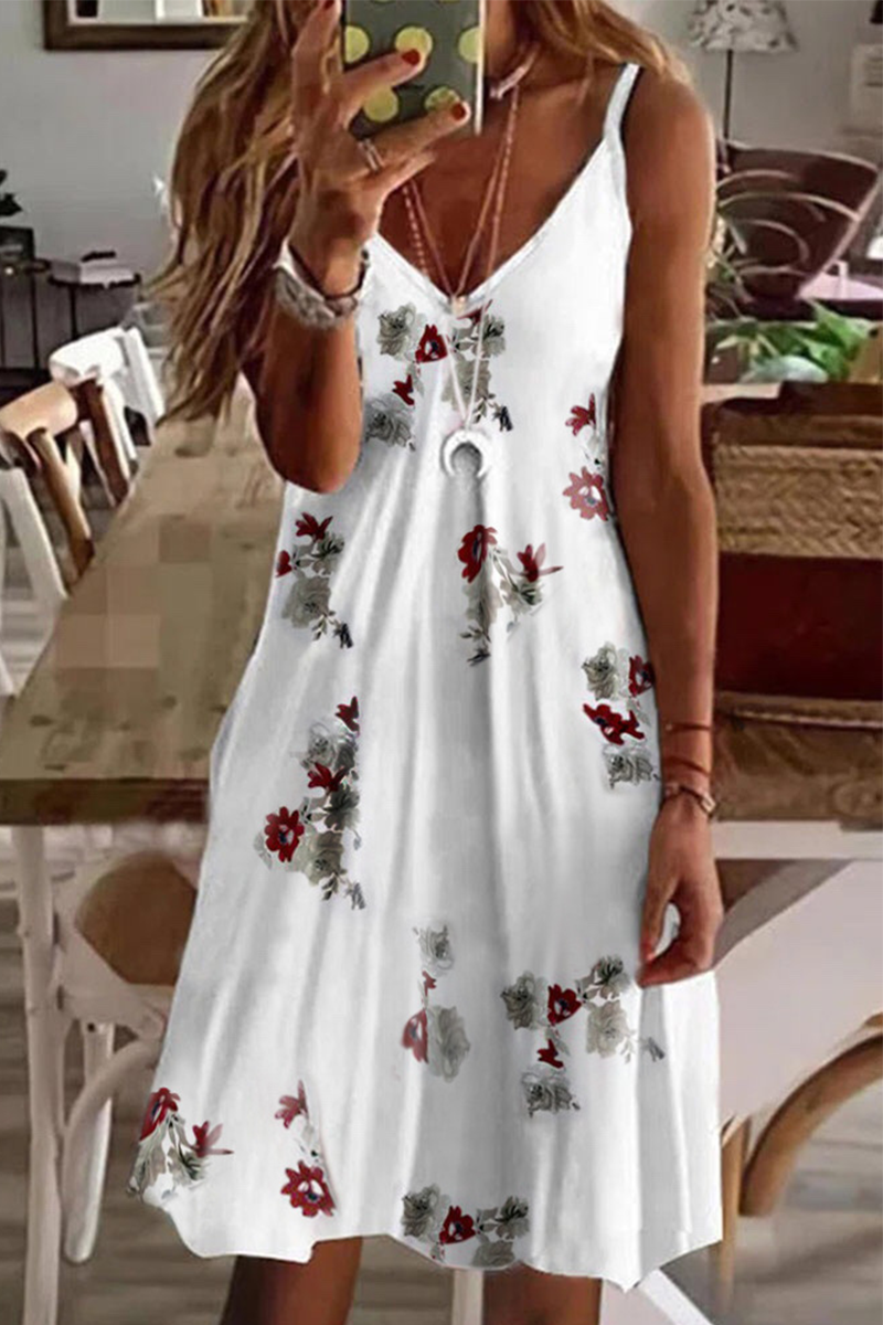 Casual & Stylish Print Patchwork V Neck A Line Dresses(4 Colors)