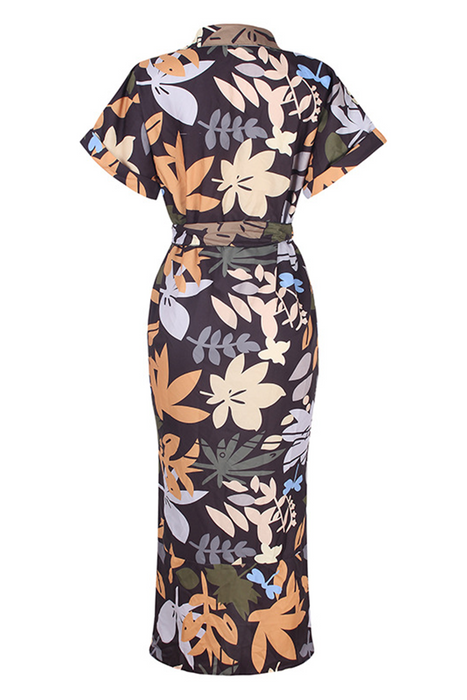 Elegante en stijlvolle print Frenulum gesp kraag kokerrok jurken (7 kleuren)