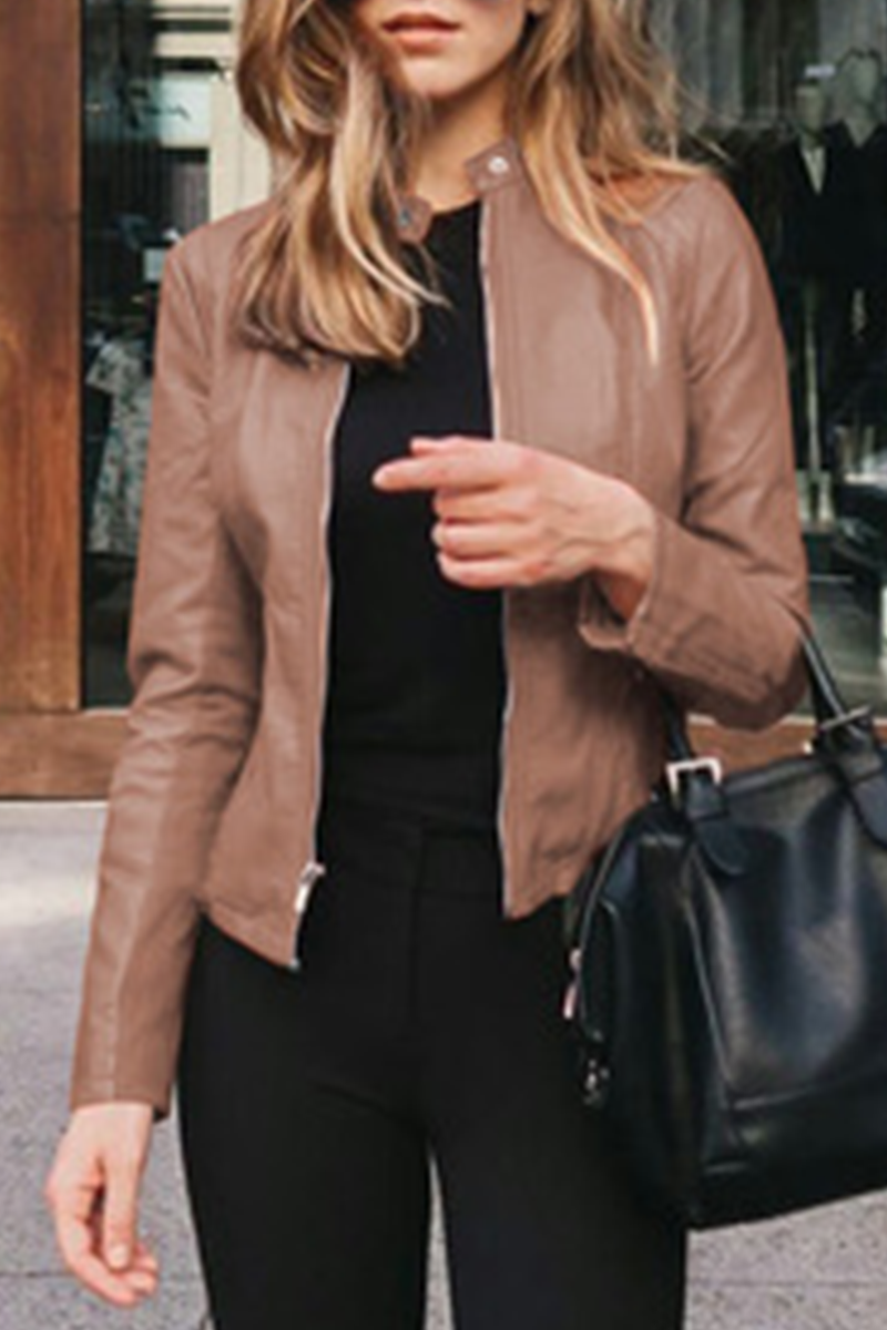 Street Elegant & Stylish Classic Solid Patchwork Zipper Mandarin Collar Outerwear(12 Colors)