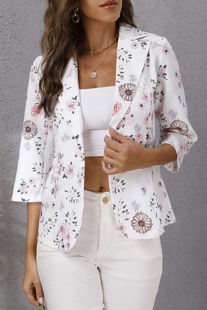 Elegant & Stylish Print Buttons Turndown Collar Outerwear(4 Colors)