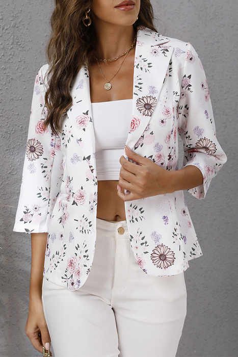 Elegant & Stylish Print Buttons Turndown Collar Outerwear(4 Colors)