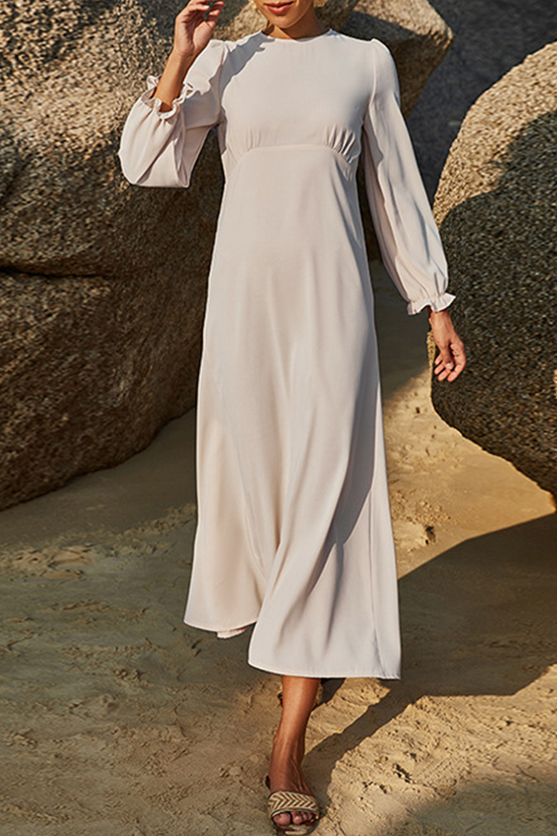 Elegante en stijlvolle klassieke effen patchwork stringy zelfkant rokjurken met o-hals en taille