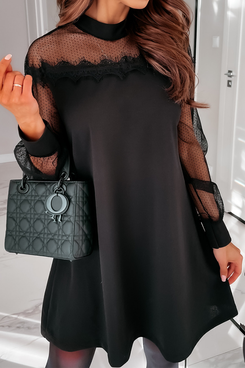 Elegant & Stylish Patchwork Lace Mesh O Neck Dresses