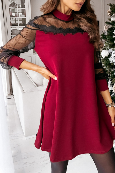 Elegant & Stylish Patchwork Lace Mesh O Neck Dresses