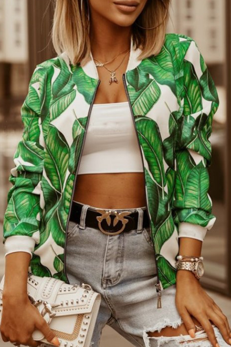 Casual en stijlvol Elegant en stijlvol Print Patchwork Rits O-hals Bovenkleding (6 kleuren)