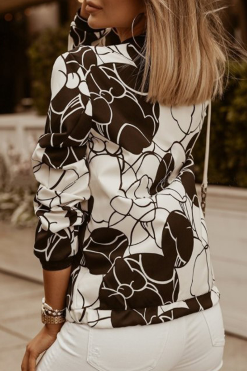 Casual en stijlvol Elegant en stijlvol Print Patchwork Rits O-hals Bovenkleding (6 kleuren)