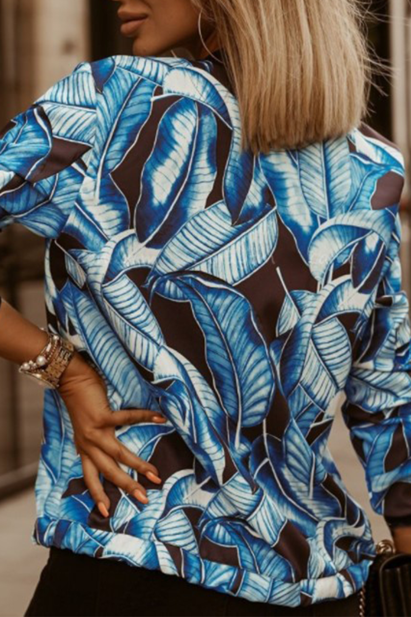 Casual en stijlvol Elegant en stijlvol Print Patchwork Rits O-hals Bovenkleding (6 kleuren)