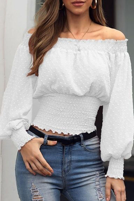 Fashion Casual & Stylish Classic Solid Split Joint Off The Shoulder Tops