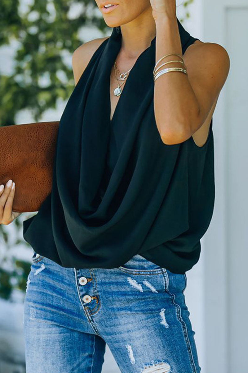 Fashion Street Klassiek Effen Patchwork V-hals T-shirts (4 kleuren)