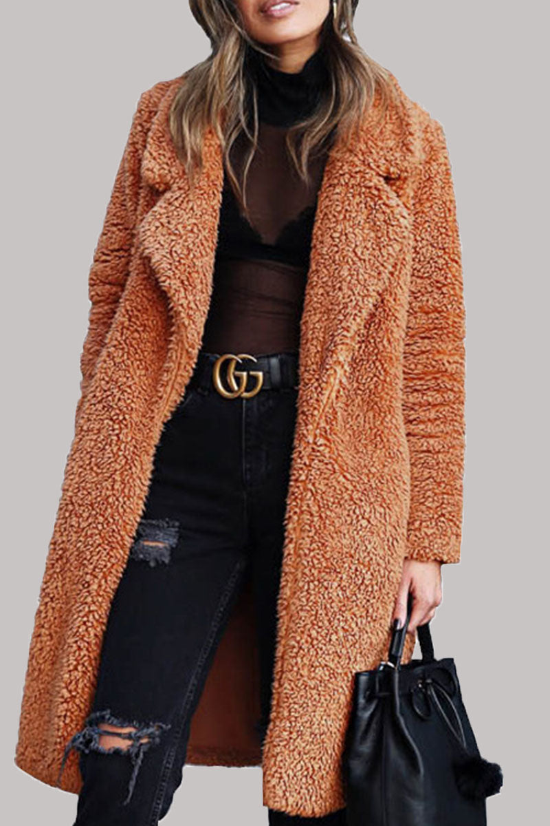 Fashion Street Classic Solid Draw String Turndown Collar Outerwear(6 Colors)